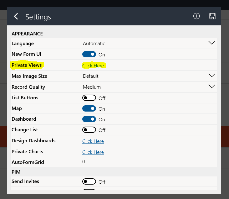 How to remove private views in Field Service Mobile app