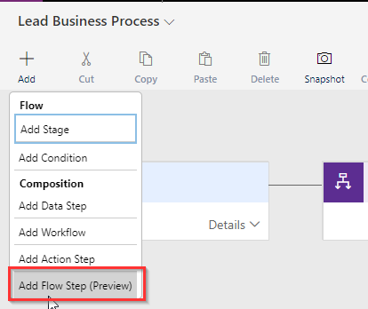 Power Automate Flows now available from within Business Process Flows