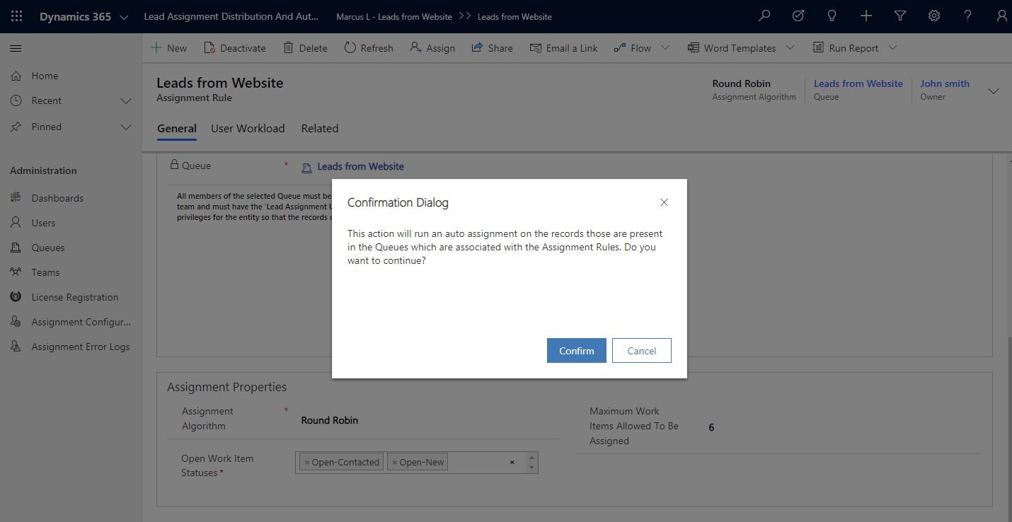 round robin lead assignment dynamics 365