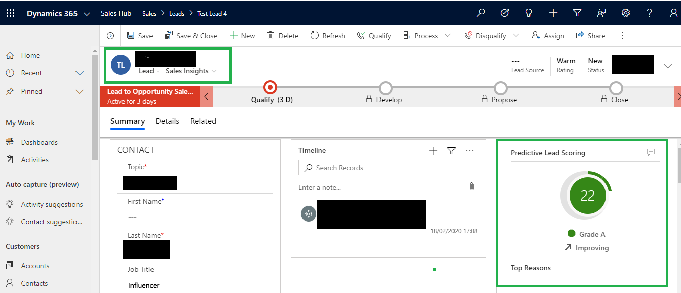 Predictive Lead and Opportunity Scoring feature