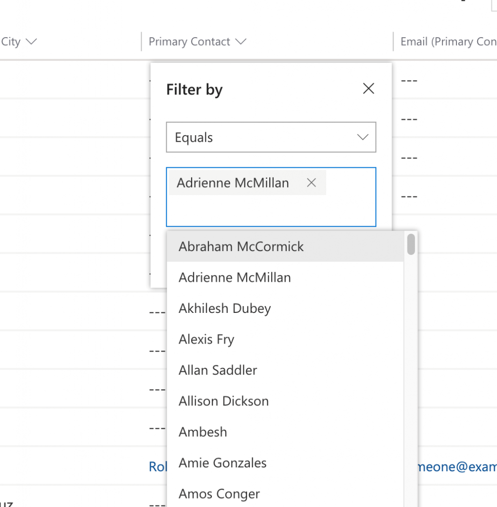 New filter conditions now available for view columns with 2020 Release