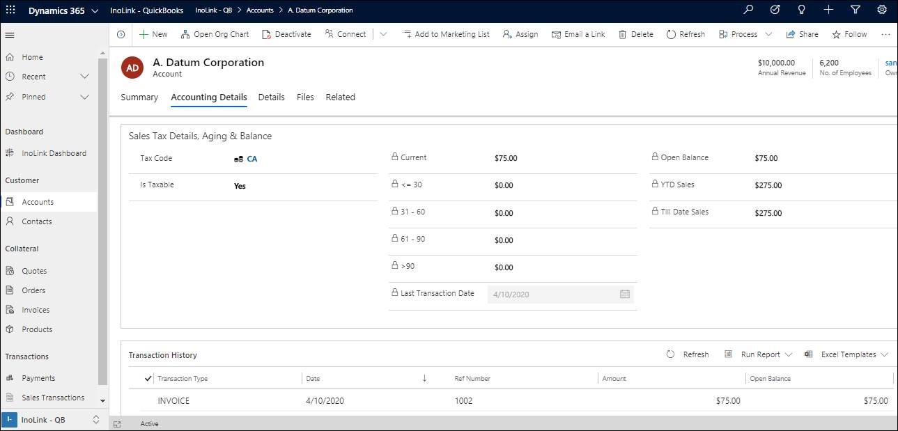 integrating Intuit QuickBooks and Dynamics 365 CRM