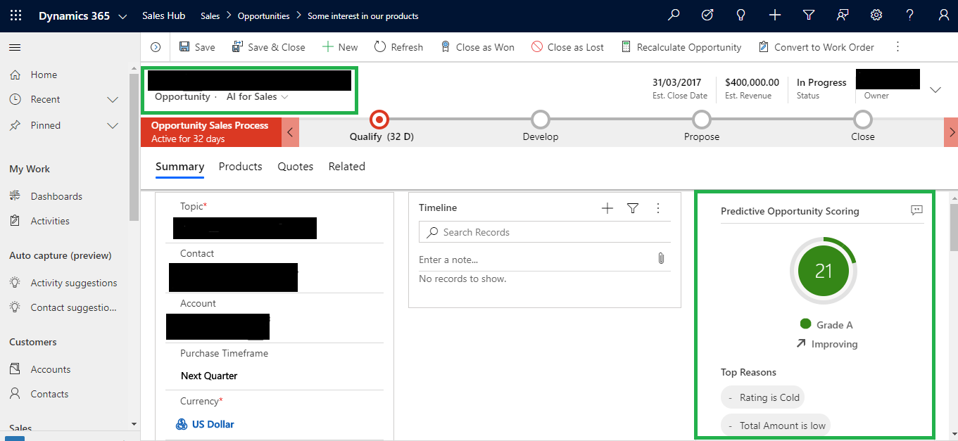 Predictive Lead and Opportunity Scoring feature