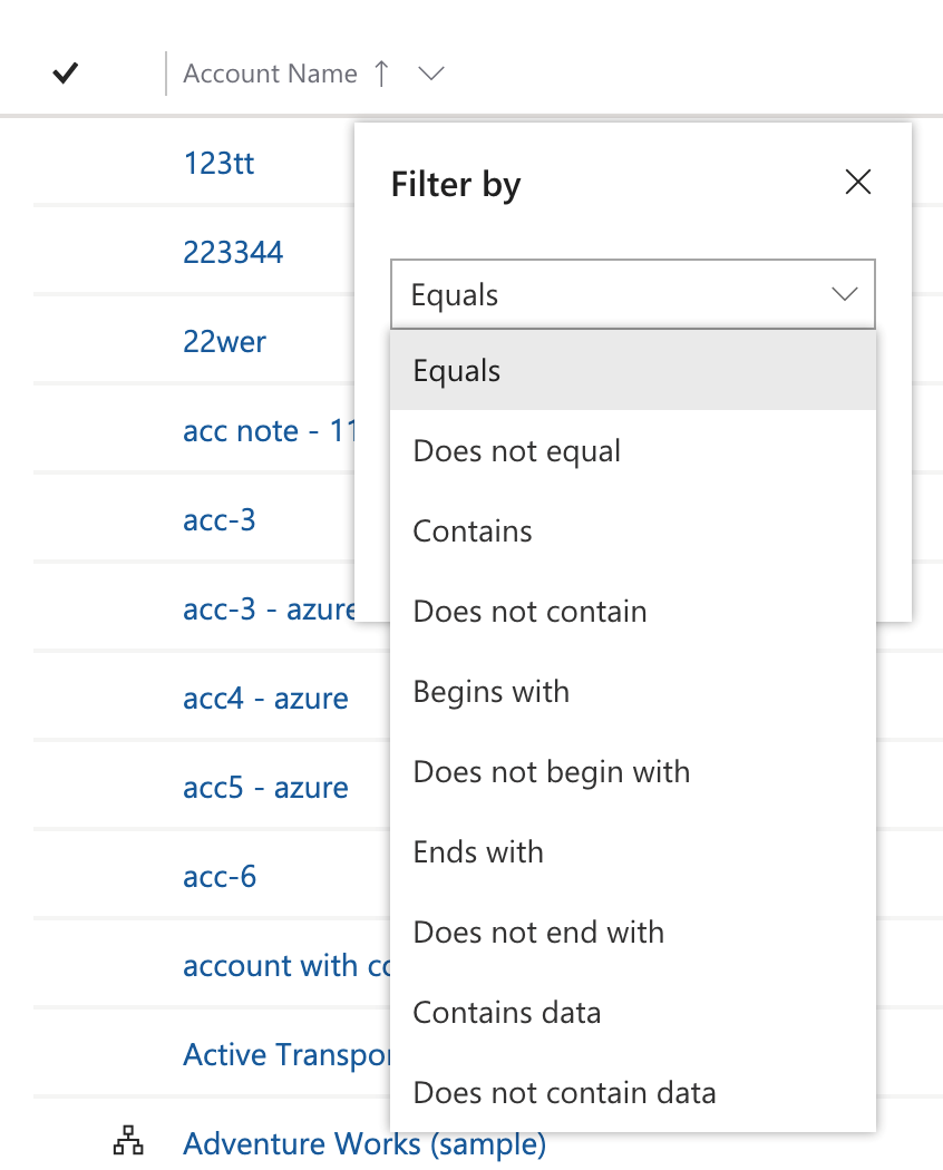 filter conditions