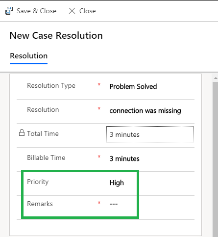 Customize Case Resolution Form