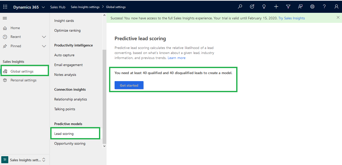 Predictive Lead and Opportunity Scoring feature