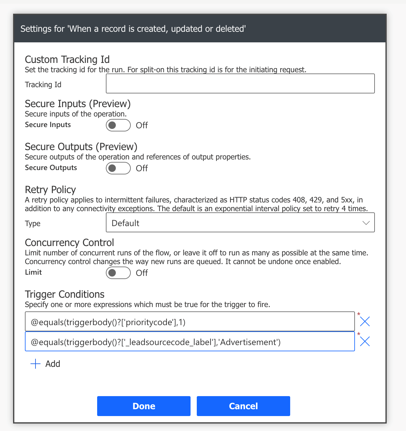 Microsoft Power Automate Flow Trigger Conditions