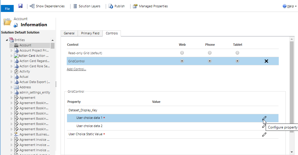 PCF Dataset control