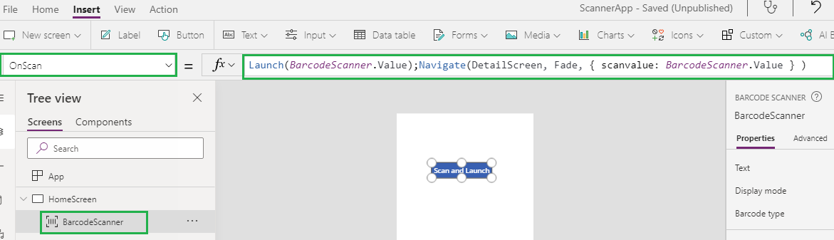 Barcode Scanned value in Canvas App