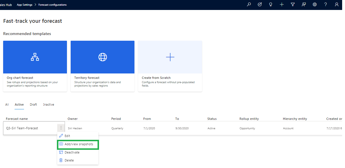 Sales Forecast Projection in Dynamics 365 CRM