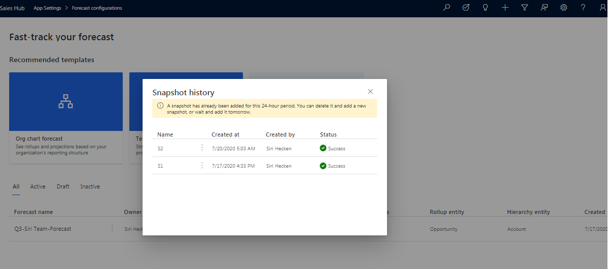 Sales Forecast Projection in Dynamics 365 CRM