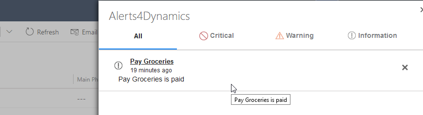 Alerts within Dynamics 365 CRM