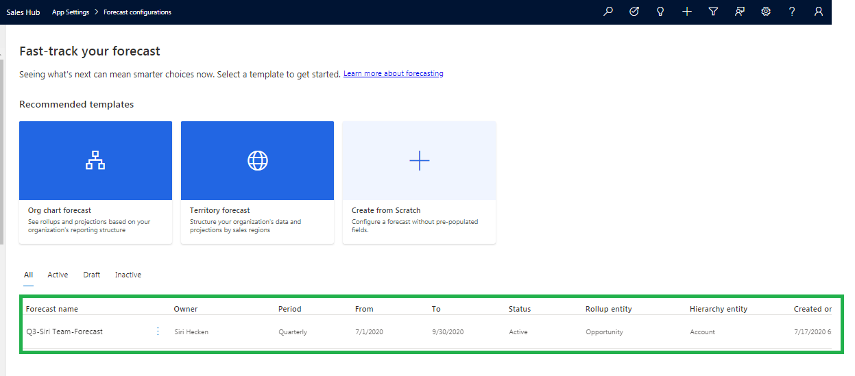 Sales Forecast Projection in Dynamics 365 CRM