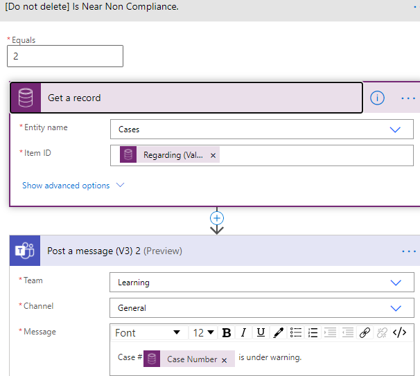 Use Power Automate in SLA to configure Actions