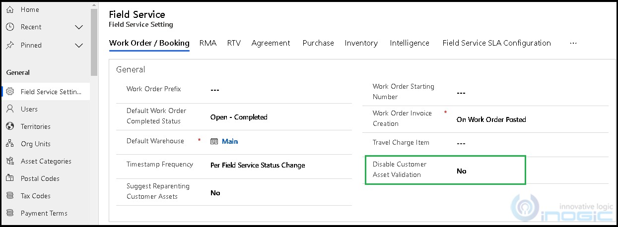 7-enable,disable customer asset validation within field service