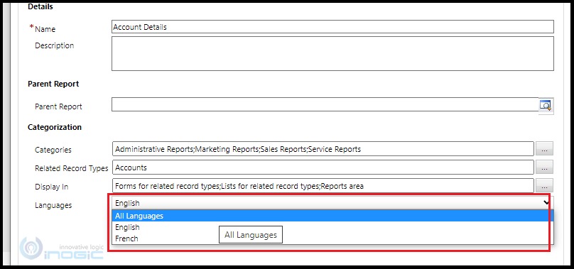CRM report does not display in different language
