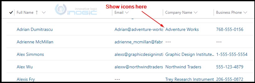 Retrieve data and display icons to Dynamics 365 view columns