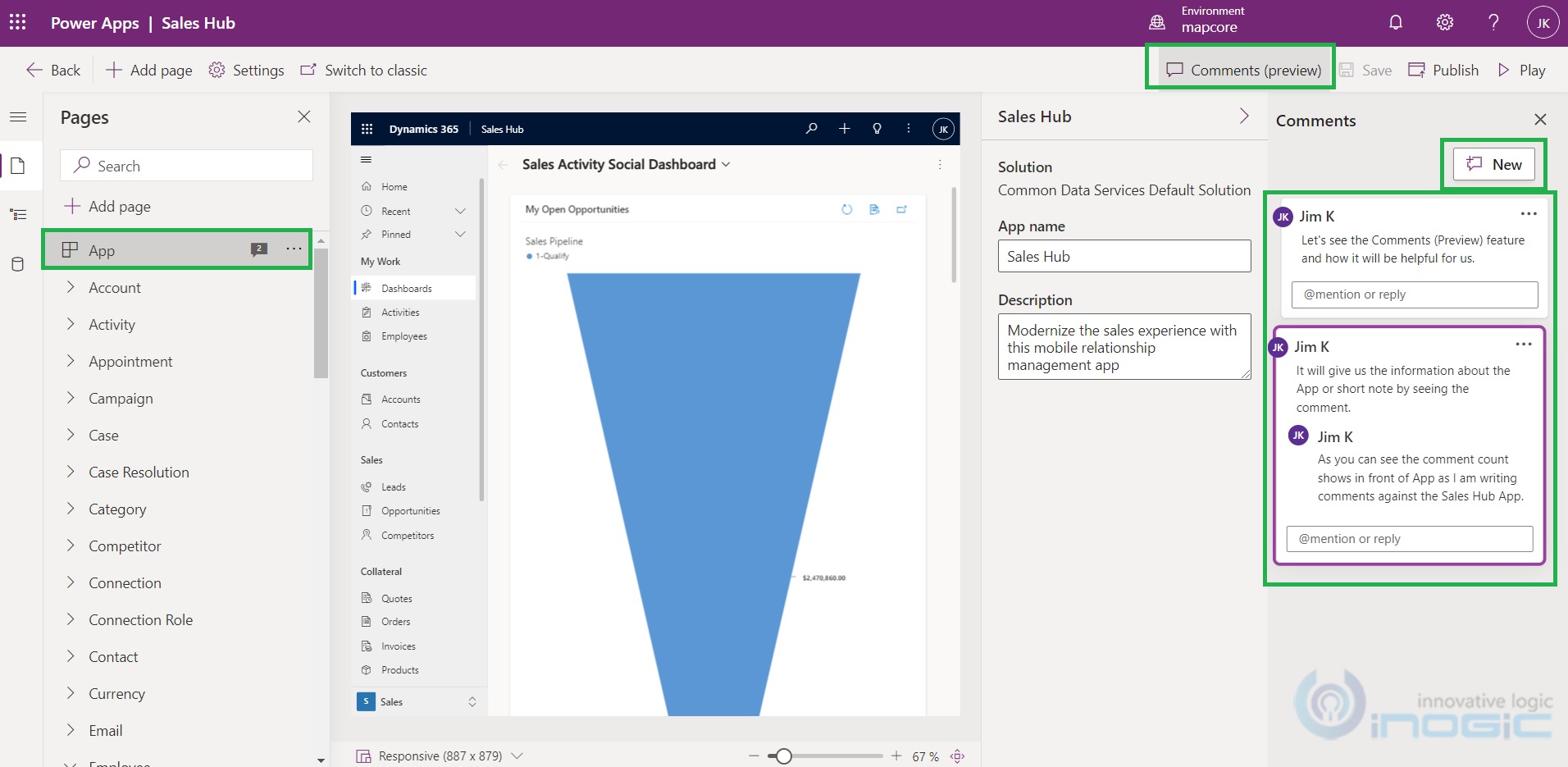 Form and Dashboard in PowerApps