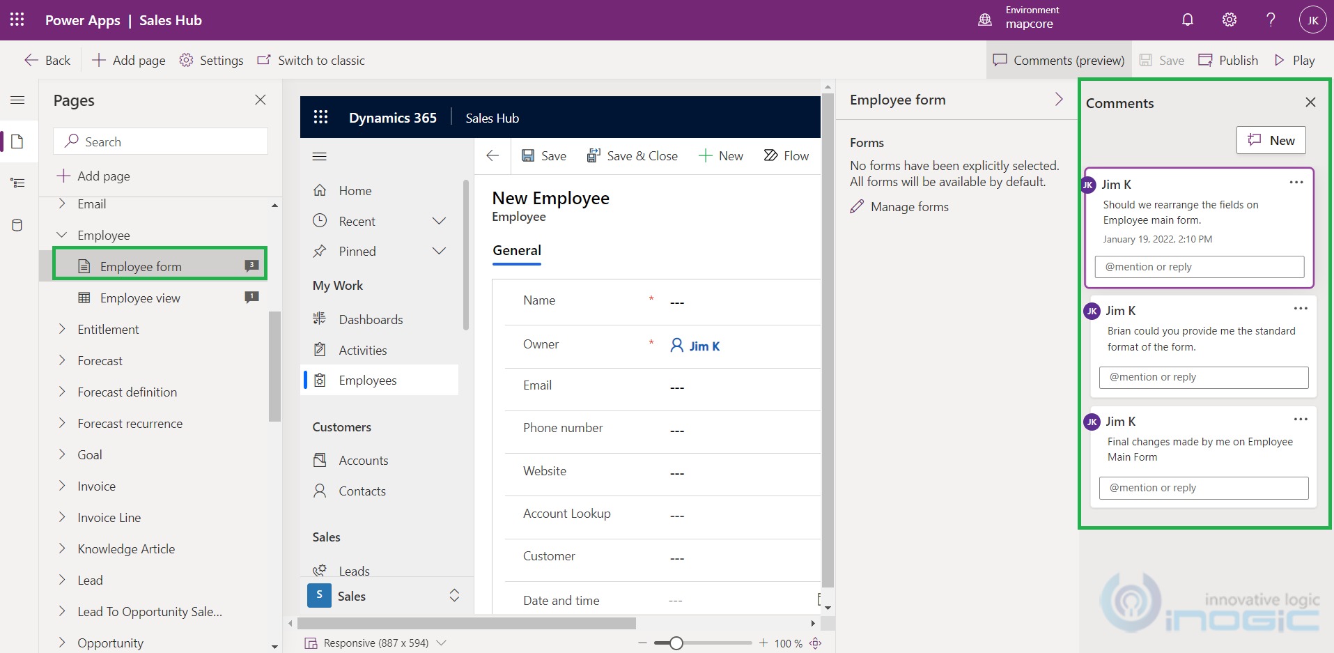 Form and Dashboard in PowerApps