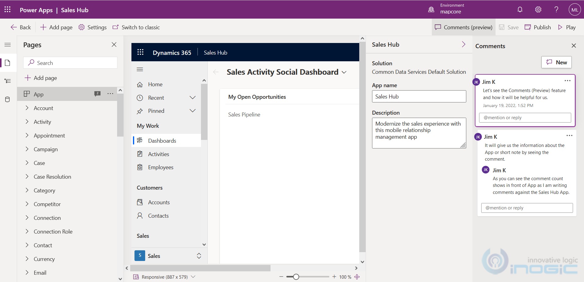 Form and Dashboard in PowerApps