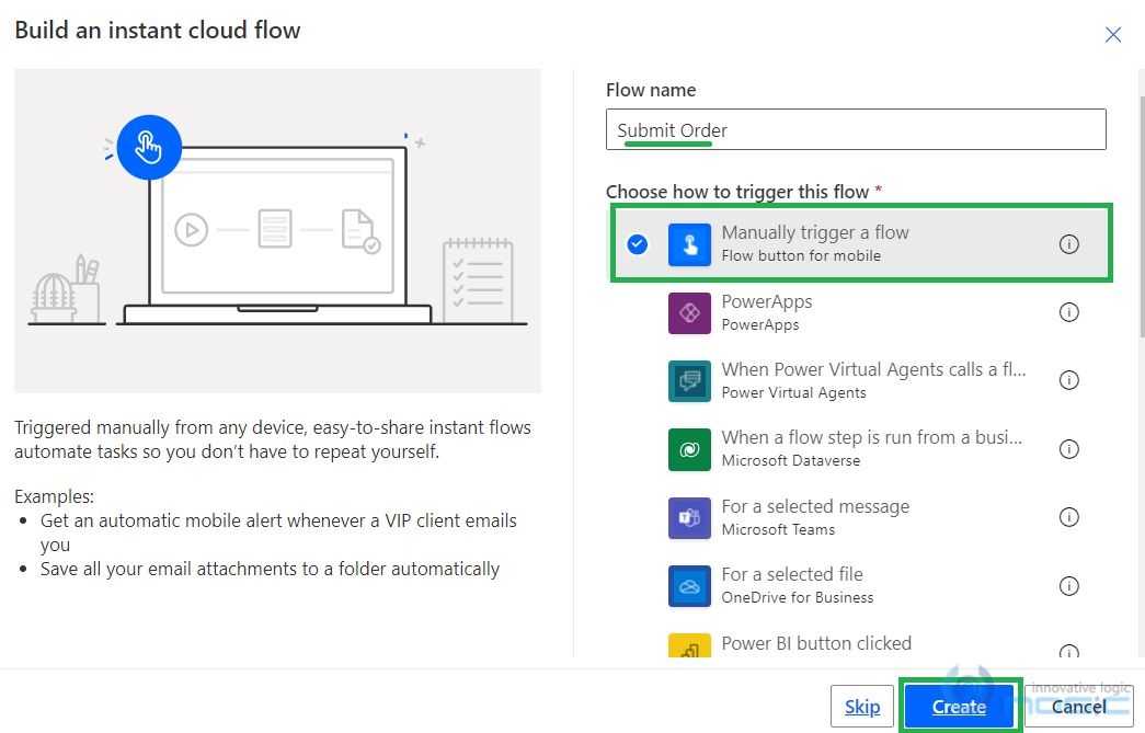 Power Automate Button