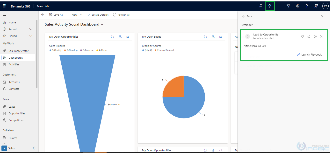 Launch playbooks using sales insight cards (assistant V3) in D365 CE