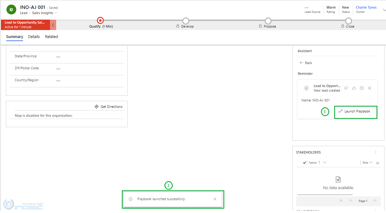 Launch playbooks using sales insight cards (assistant V3) in D365 CE