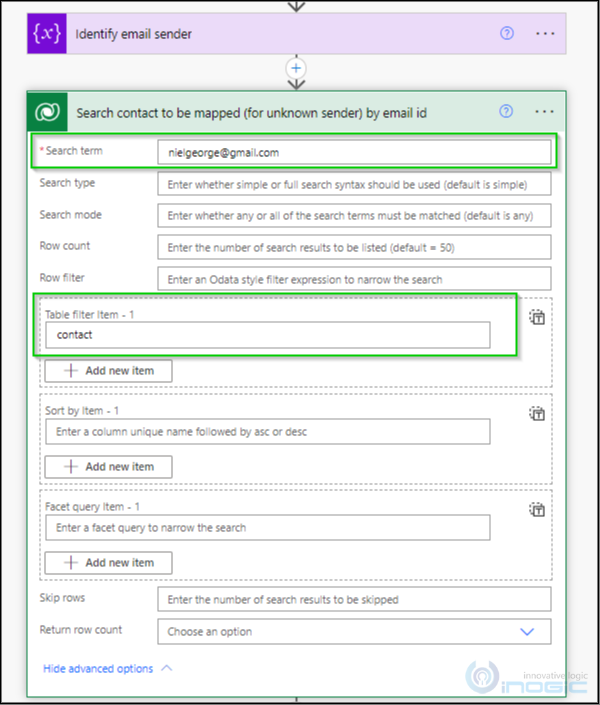 map a contact in Power Automate