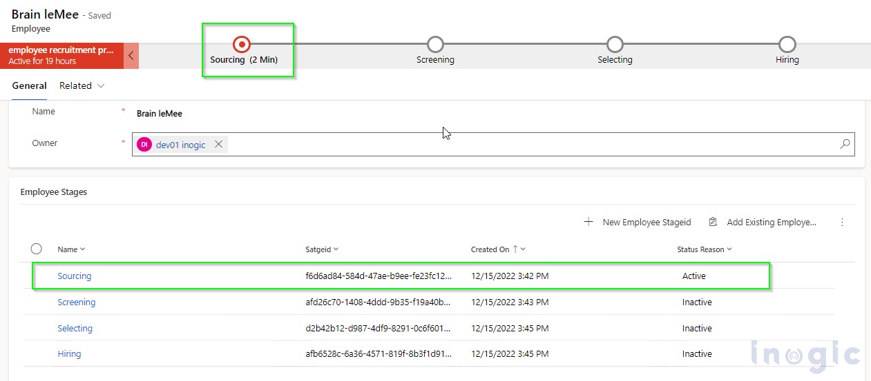 Business Process Flow stage