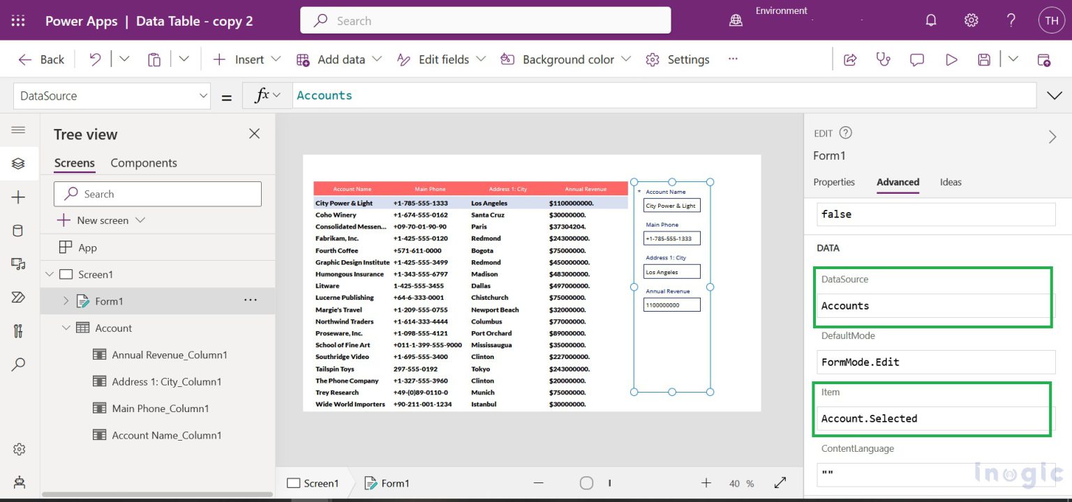 How to display search and filter data table in canvas app microsoft