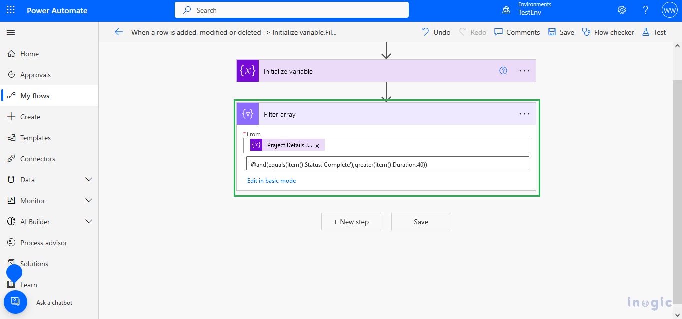 Filter Array action in Power Automate