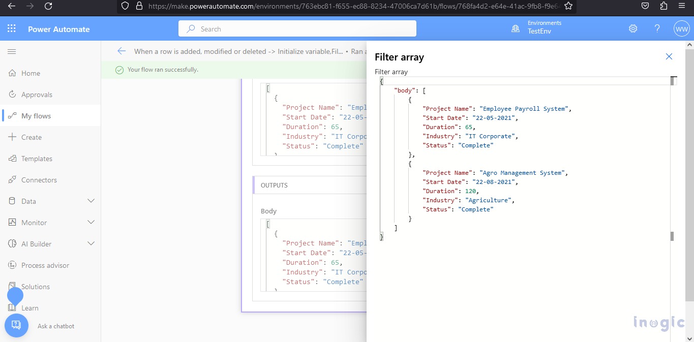 Filter Array action in Power Automate