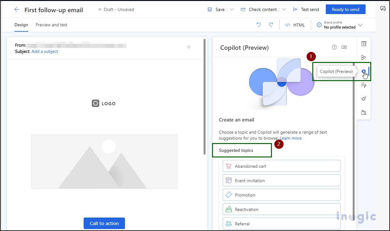 Automatic Email content suggestion using Microsoft 365 Copilot