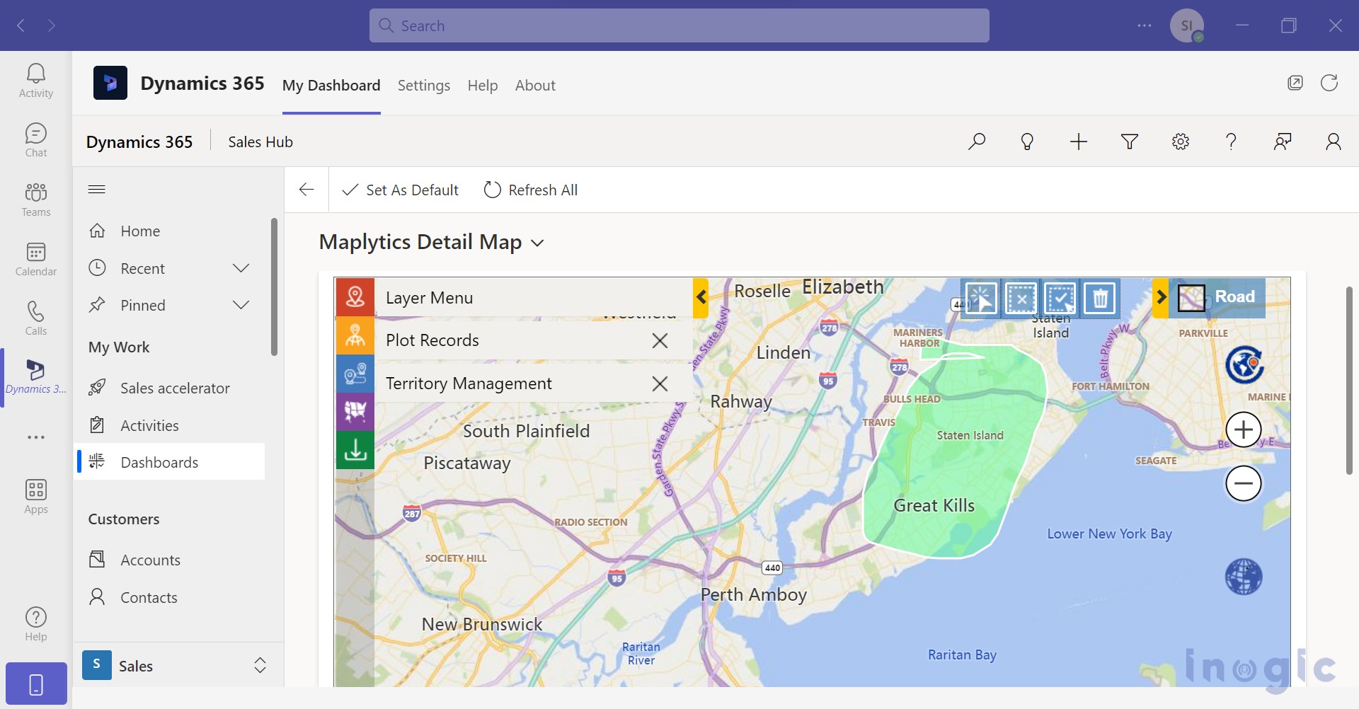 Dynamics 365 App and Maps integrated with Teams