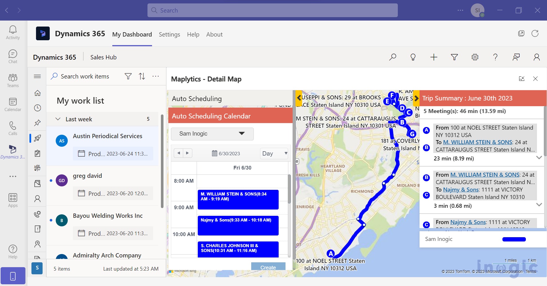 Dynamics 365 App and Maps integrated with Teams