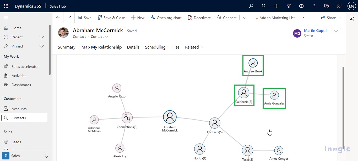 Mind Map view within Dynamics 365