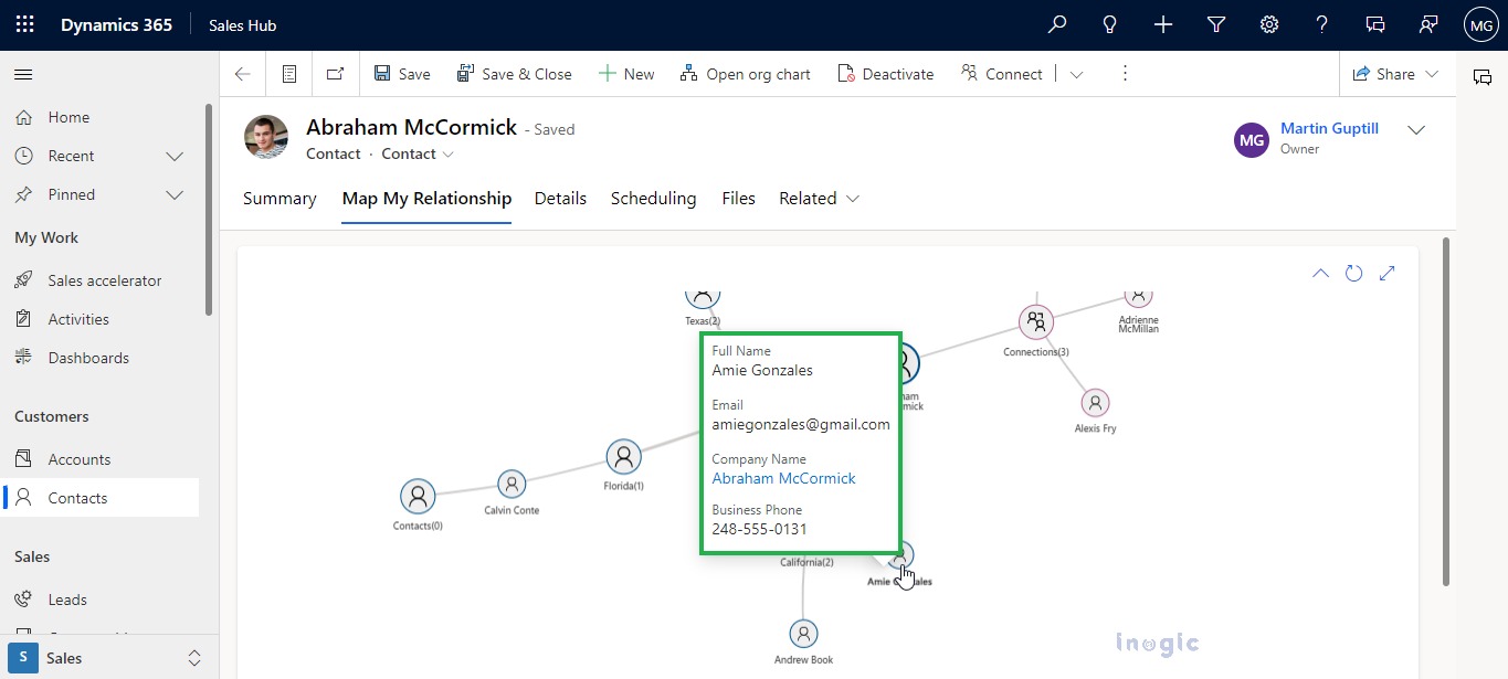 Mind Map view within Dynamics 365