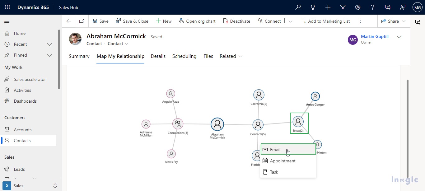 Mind Map view within Dynamics 365