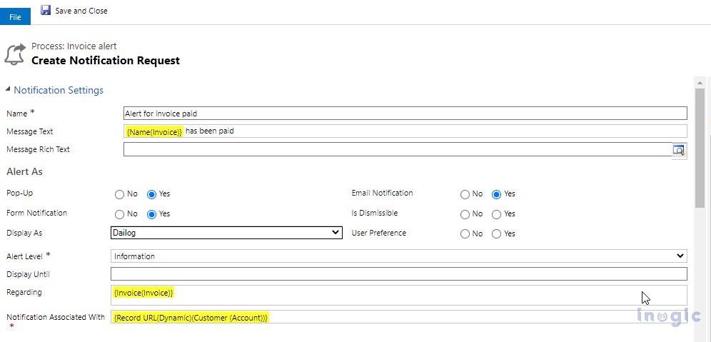 Alerts & Notifications Dynamics 365 CRM