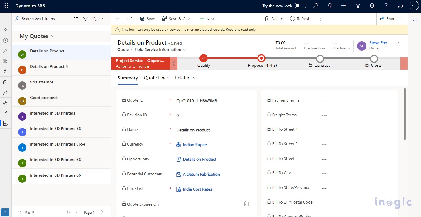 Focused View in Dynamics 365