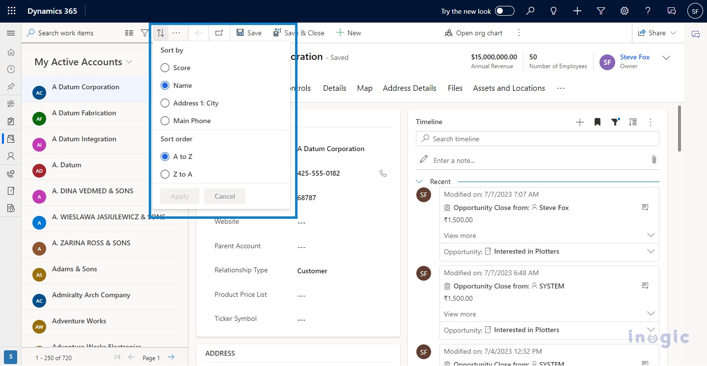 Focused View in Dynamics 365