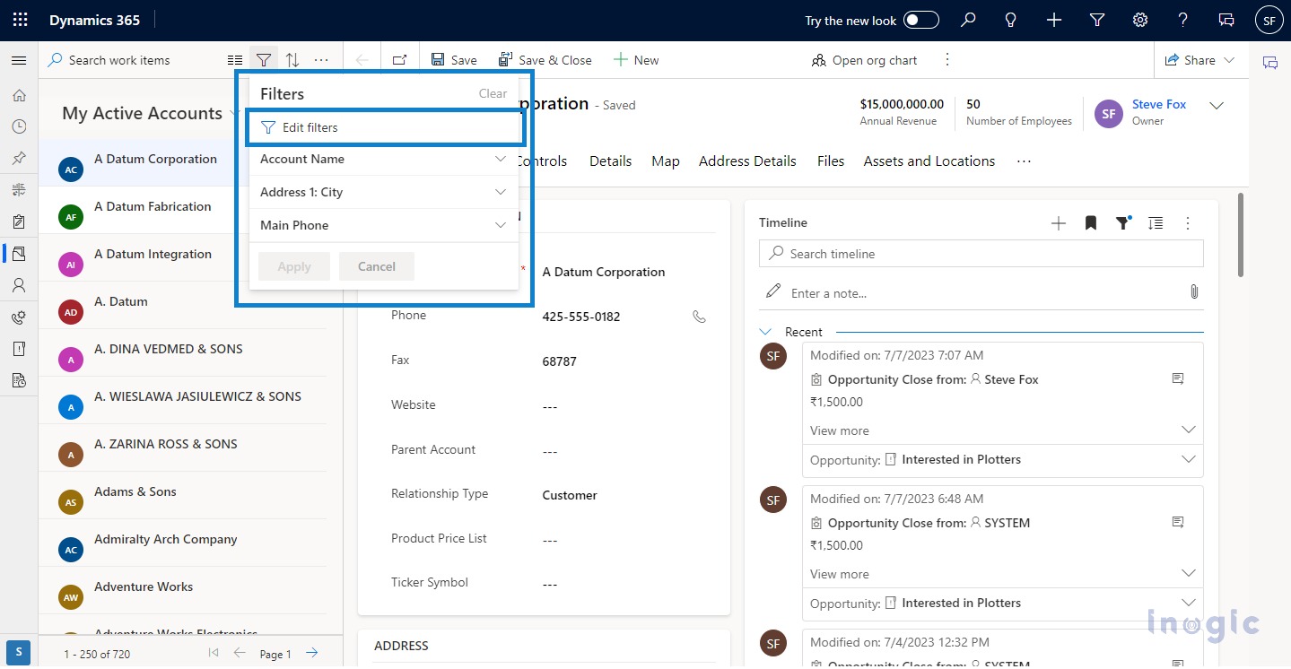 Focused View in Dynamics 365