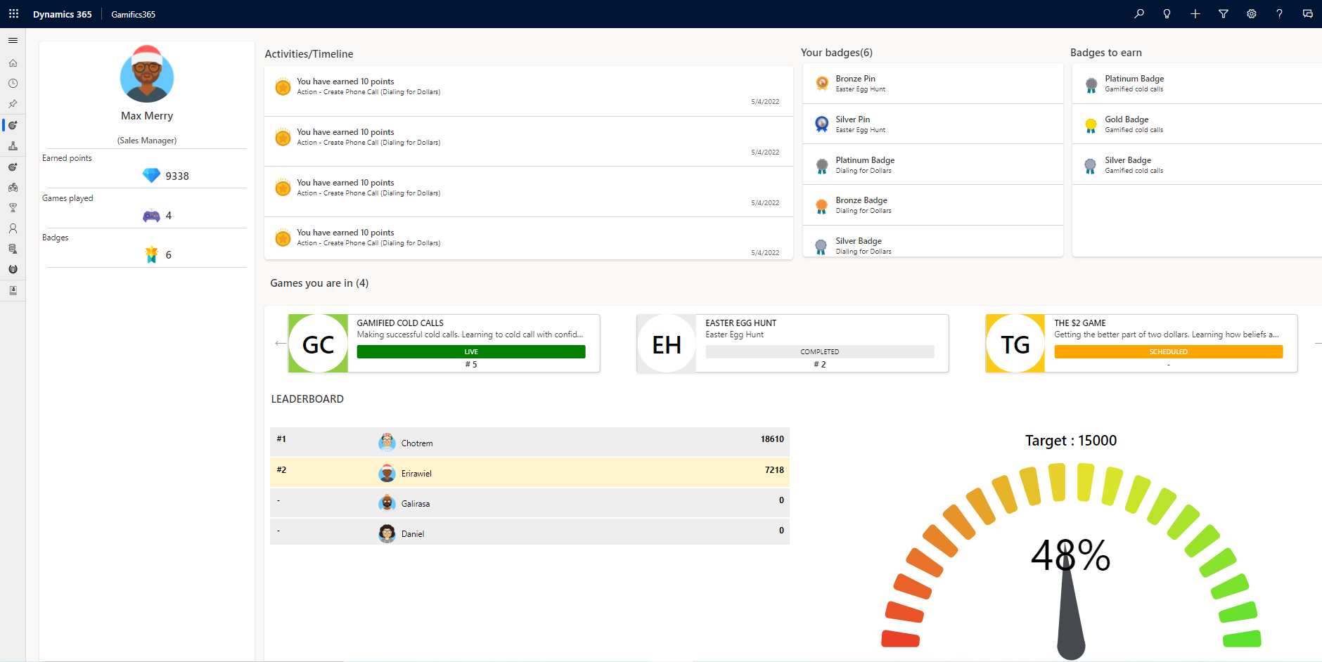 Gamification within Microsoft Dynamics 365 CRM