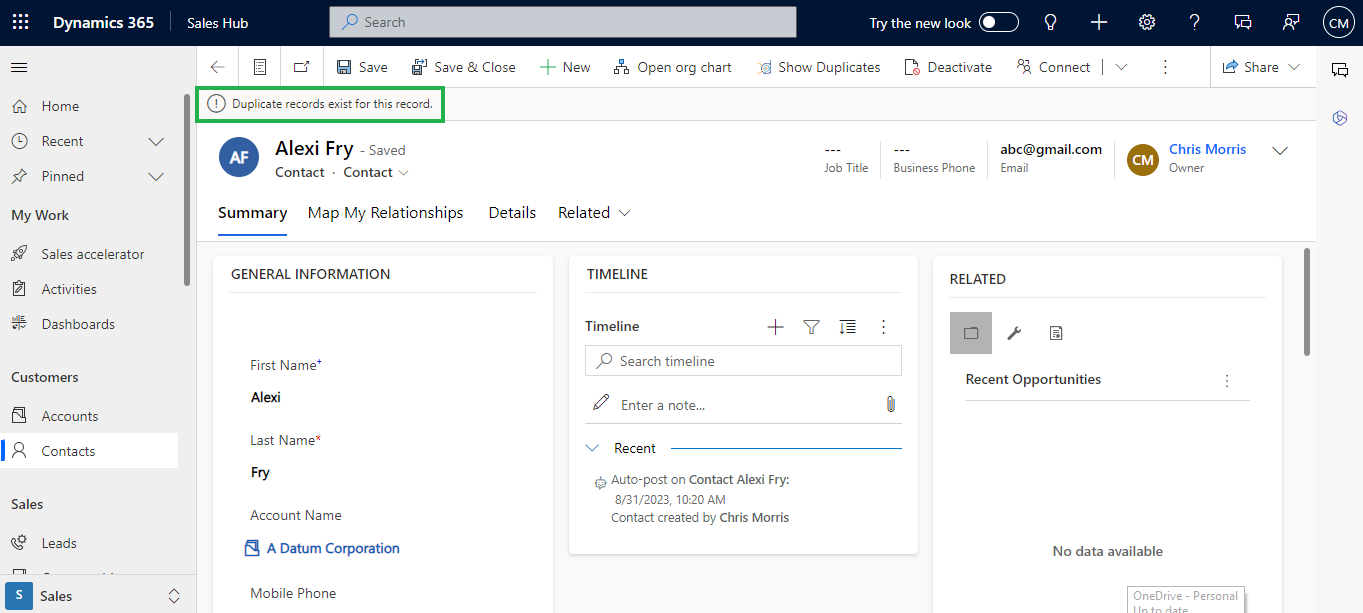 Duplicate Dynamics 365 CRM Data