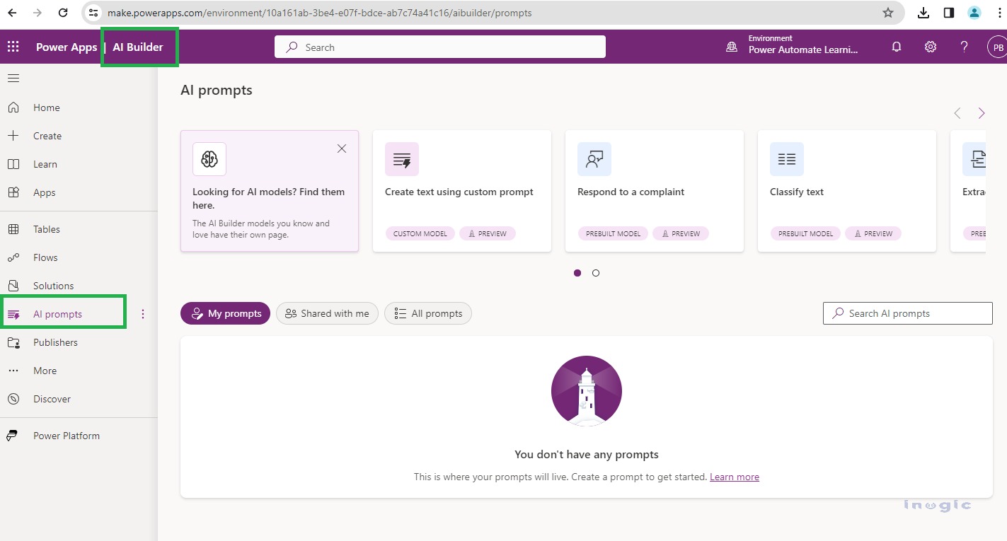 Exploring AI Prompts within Power Automate
