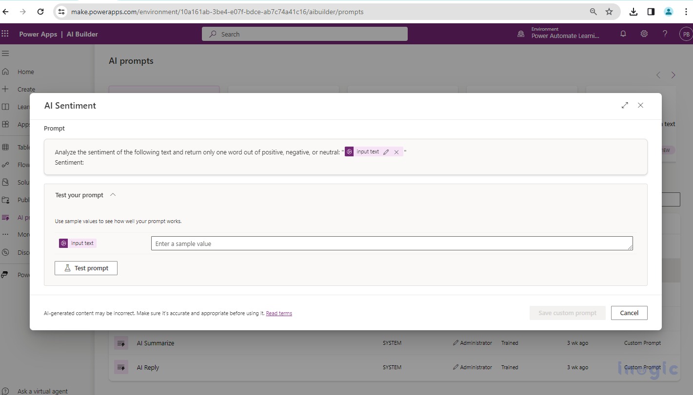Exploring AI Prompts within Power Automate