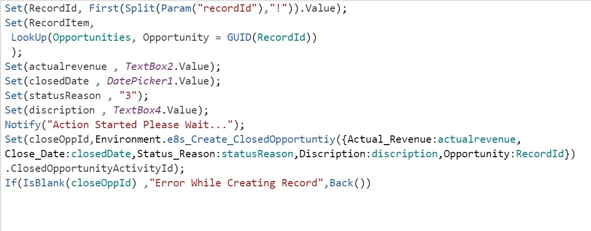 Custom Action from Custom Pages in Power Apps