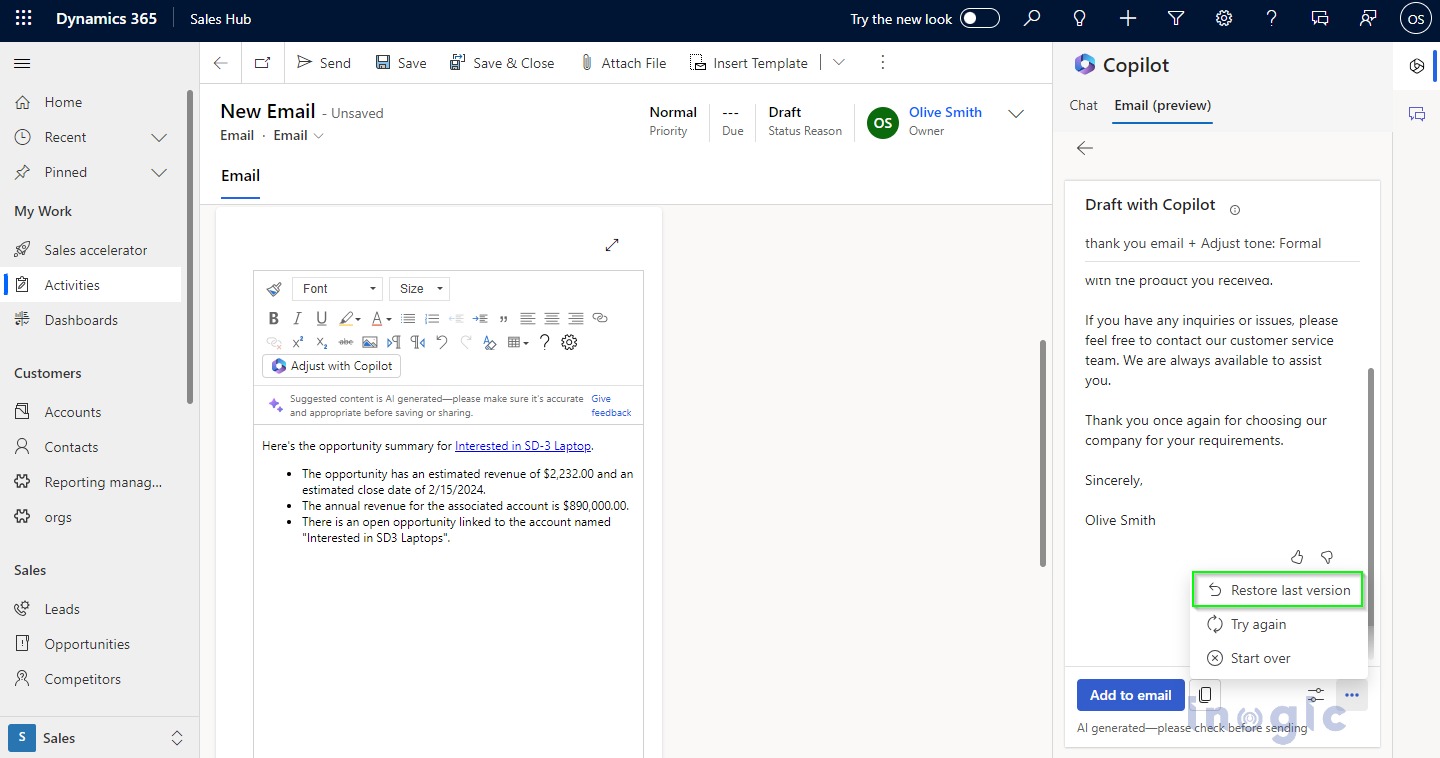 Compose and send email messages using Copilot