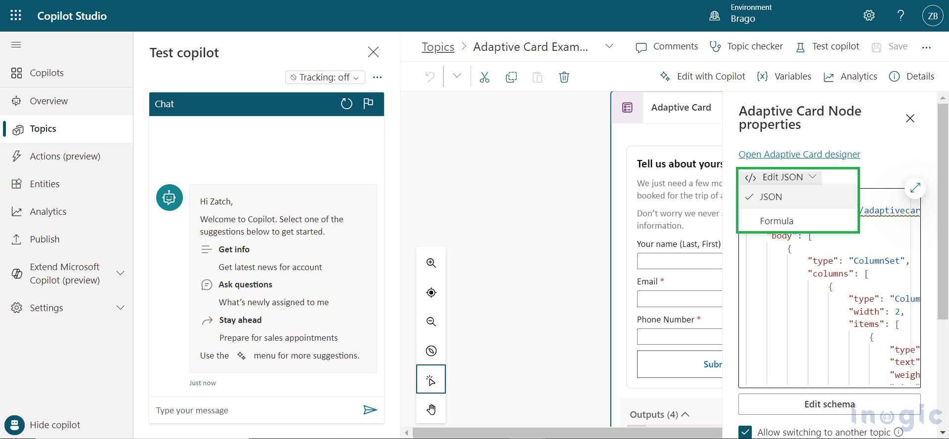 Adaptive Cards in Microsoft Copilot Studio