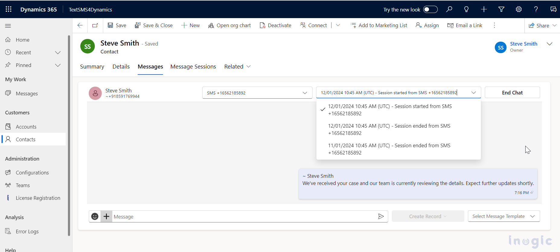 Dynamics 365 CRM and SMS Integration
